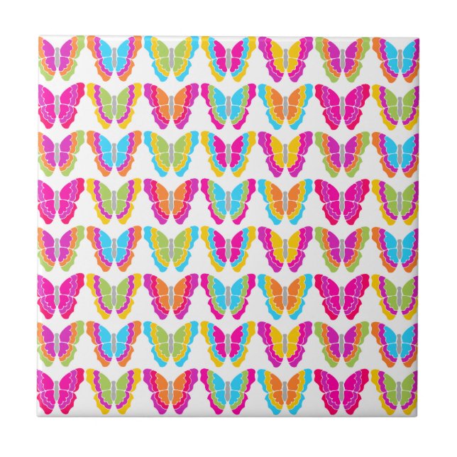 Carreau Motif à papillon arc-en-ciel mignon (Devant)