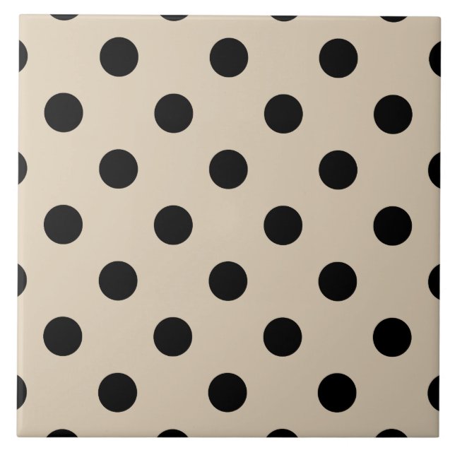 Carreau Motif à points Polka Noir - Tan (Devant)