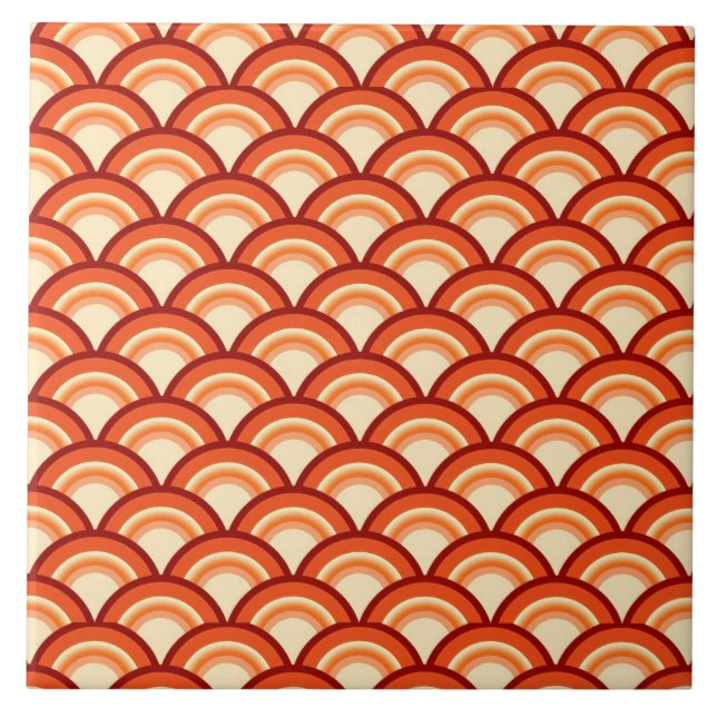 Carreau Motif à vagues Art déco - mandarine orange (Devant)