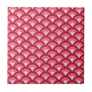 Carreau motif à vagues Art déco - rouge et fuchsia