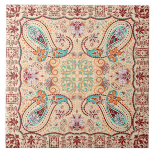 Carreau Motif abstrait à la mode génial de Boho rétro