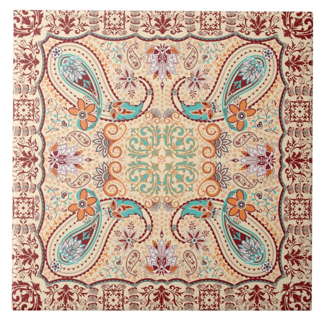 Carreau Motif abstrait à la mode génial de Boho rétro (Devant)