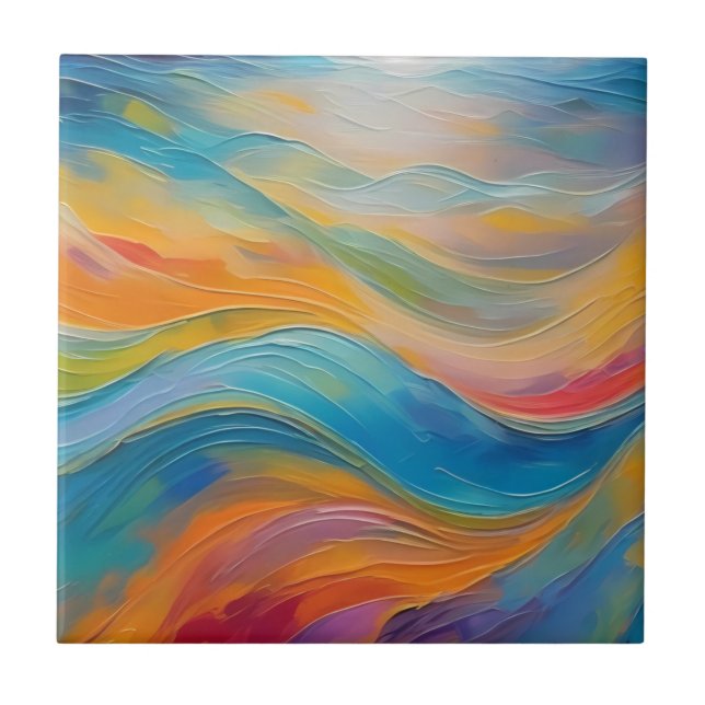 Carreau Motif Abstrait bleu jaune tendance (Devant)