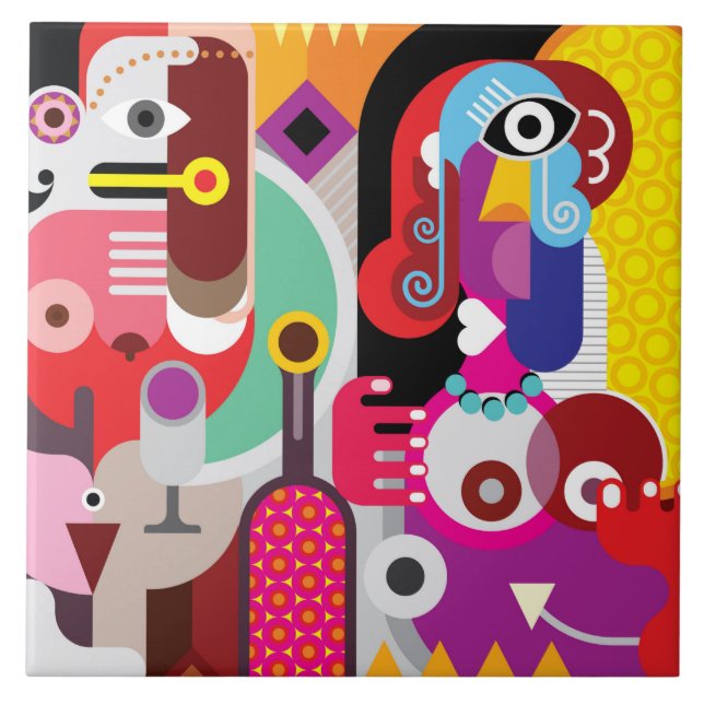 Carreau Motif abstrait couleur vive (Devant)