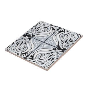 Carreau Motif abstrait courbe gris noir blanc
