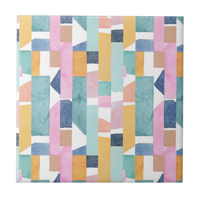 Carreau Motif abstrait de forme d'aquarelle (Devant)