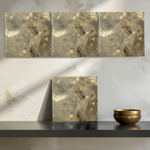 Carreau Motif Abstrait de Marbre Brumeux Or Foncé ID705a