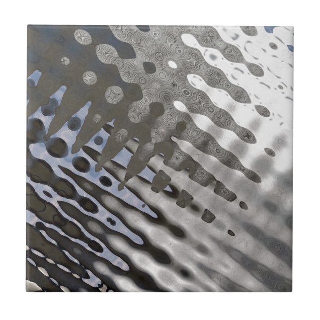 Carreau Motif Abstrait en acier métallique argenté (Devant)