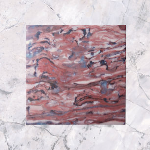 Carreau Motif Abstrait en pierre minérale rouge