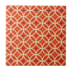 Carreau Motif Abstrait Géométrique Orange Art Pop Rétro