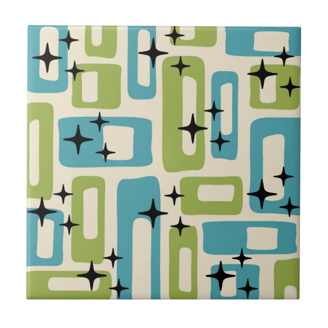Carreau Motif Abstrait moderne du milieu du siècle (Devant)
