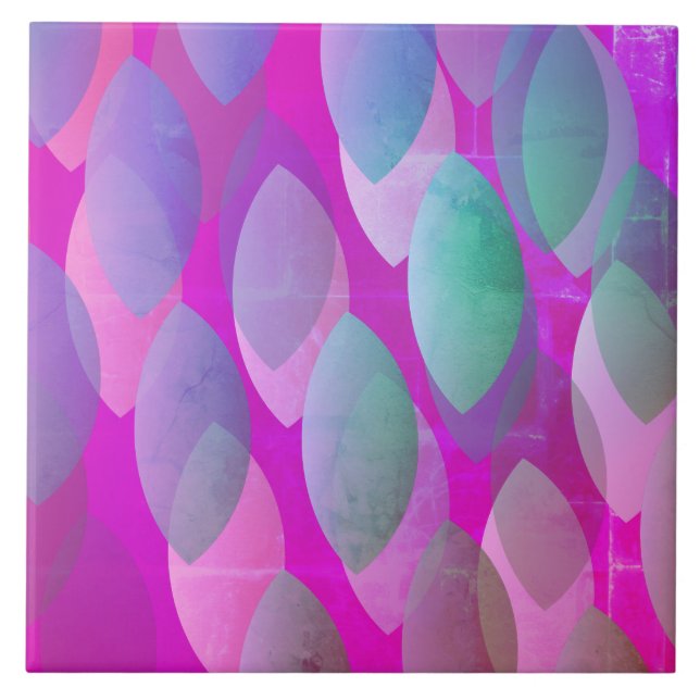 Carreau Motif Abstrait moderne | Magenta Purple Rose Turqu (Devant)