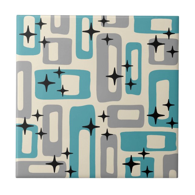 Carreau Motif Abstrait moderne rétro du milieu du siècle (Devant)
