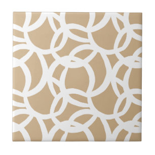 Carreau Motif Abstrait moderne Tan et blanc