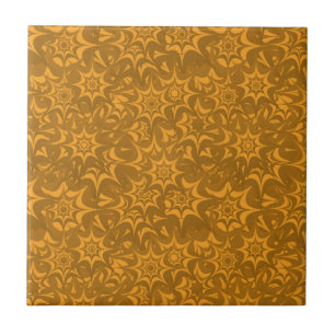 Carreau Motif Abstrait Orange Floral Star