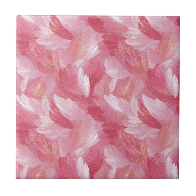 Carreau Motif Abstrait Pailleté Coup de Pinceau Rose (Devant)