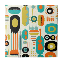Motif Abstrait Rétro Coloré Moderne du Milieu du S