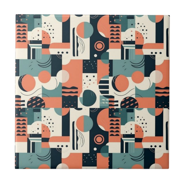 Carreau Motif Abstrait sans fil minimal - géométrique (1) (Devant)