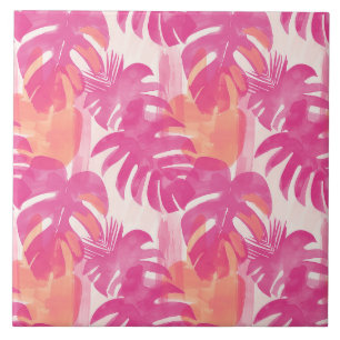 Carreau Motif abstrait simple avec feuilles de monstera, f