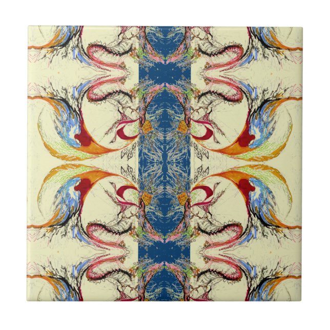 Carreau Motif Abstrait tiré à la main (Devant)