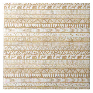 Carreau Motif africain tribal branché White & Gold