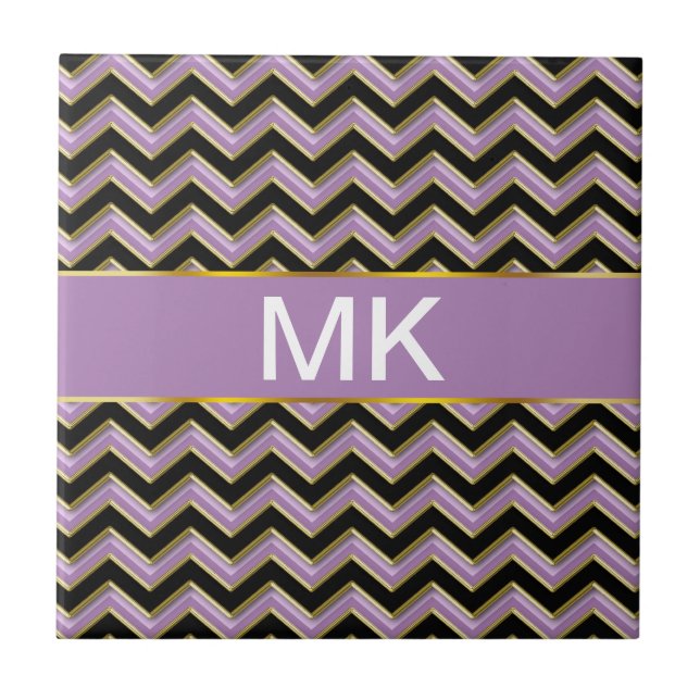 Carreau Motif Amethyst Gold Black Zigzag (Devant)