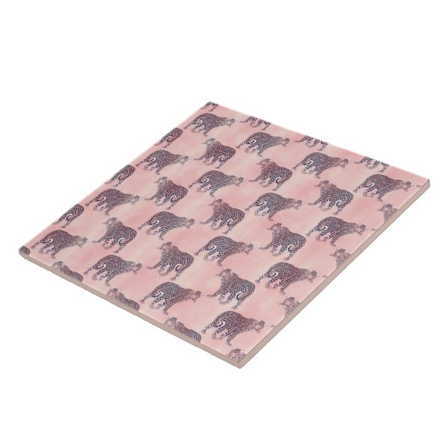 Carreau Motif animal léopard rose moderne (Côté)