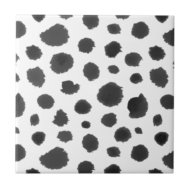 Carreau Motif animal noir et blanc peint à la main de (Devant)