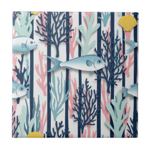 Carreau Motif aquarelle nautique rétro (6)