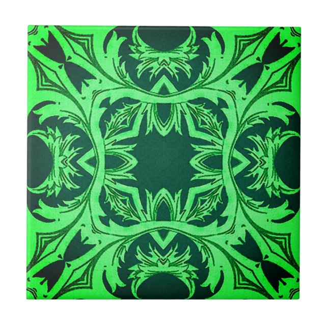 Carreau Motif arabesque orné - Vert émeraude (Devant)