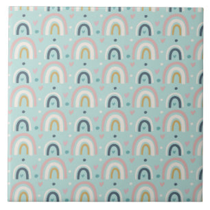 Carreau Motif arc-en-ciel blanc mignon