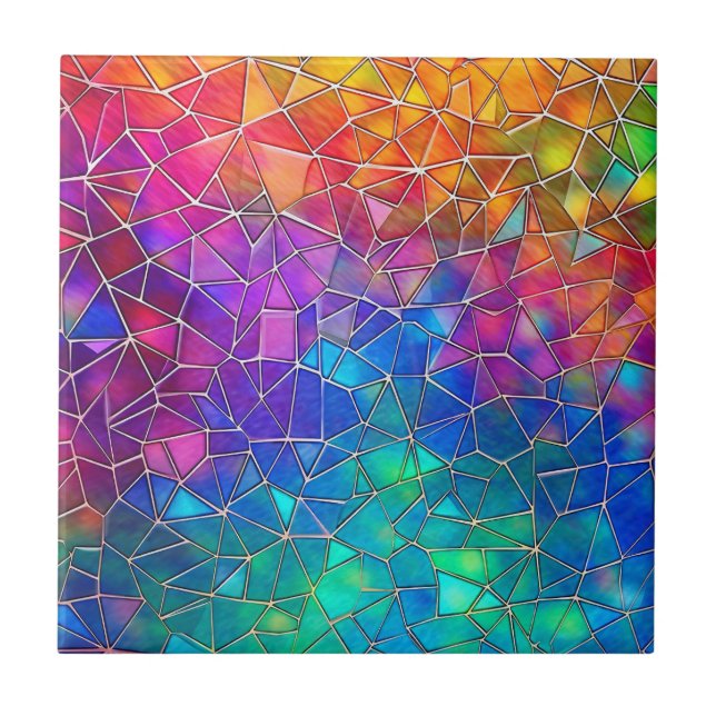 Carreau Motif arc-en-ciel en verre tendu (Devant)