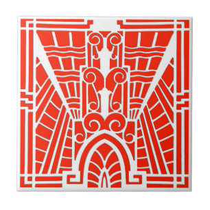 Carreau Motif architectural Art déco, mandarine