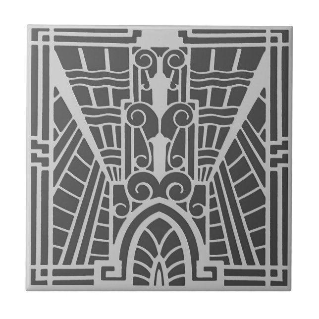 Carreau Motif architectural de Deco, gris argenté/gris (Devant)