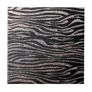 Carreau Motif argenté de rayure de zèbre (parties