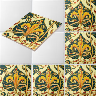Carreau Motif Art nouveau rétro de lys par Walter Crane
