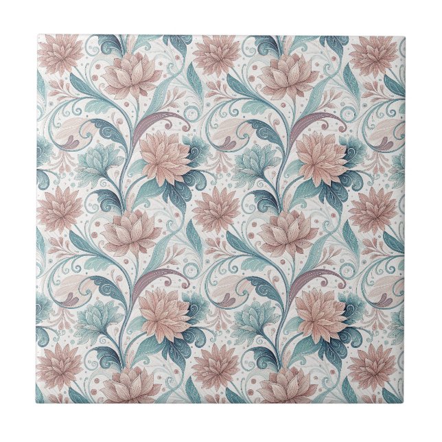Carreau Motif artistique de fleurs tourbillonnantes floral (Devant)