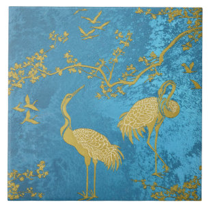 Carreau Motif artistique de grues élégantes   Oiseaux grue