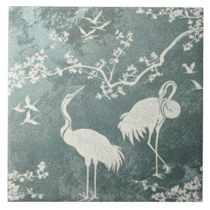 Carreau Motif artistique de grues élégantes   Oiseaux grue