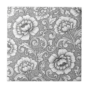 Carreau Motif artistique élégant en noir et blanc à motif