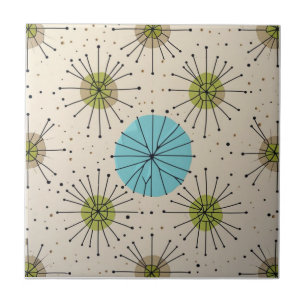 Carreau Motif Atomique en Étoile de la Modernité du Milieu