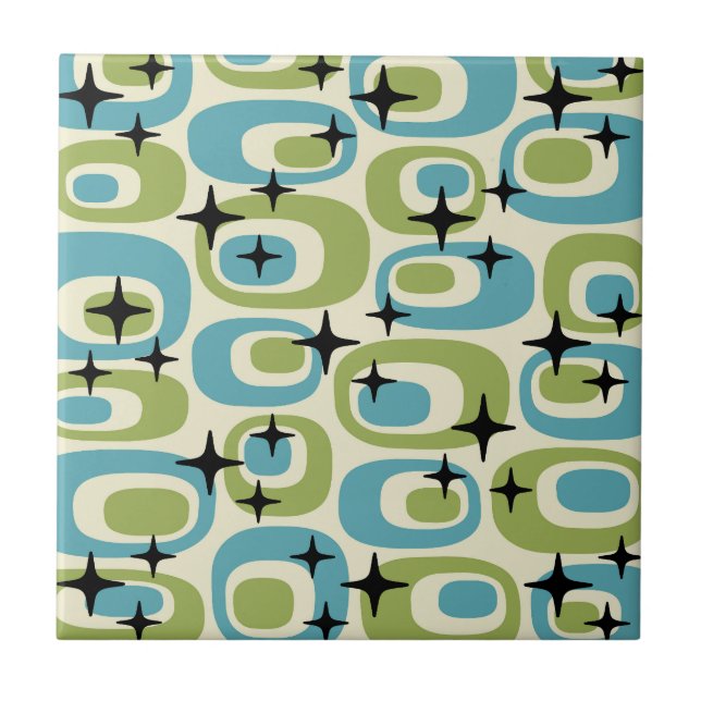 Carreau Motif atomique moderne du milieu du siècle (Devant)