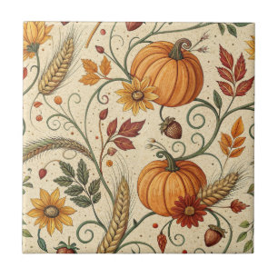 Carreau Motif automnal de citrouille Cottagecore