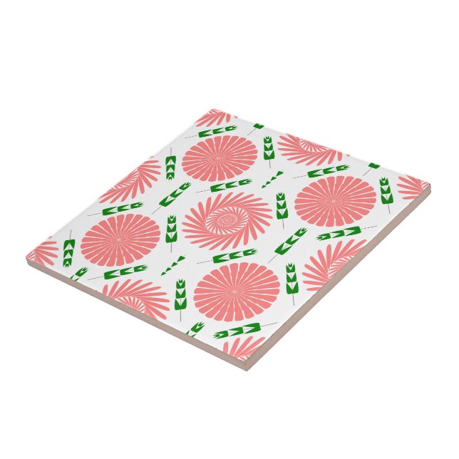 Carreau motif aux fleurs roses (Côté)