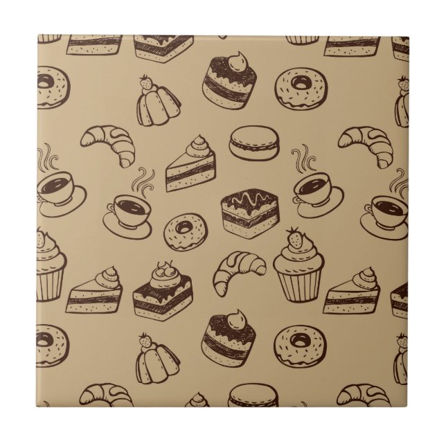 Carreau Motif avec des gâteaux, des desserts et la (Devant)