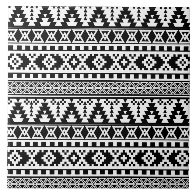 Carreau motif aztèque noir blanc (Devant)
