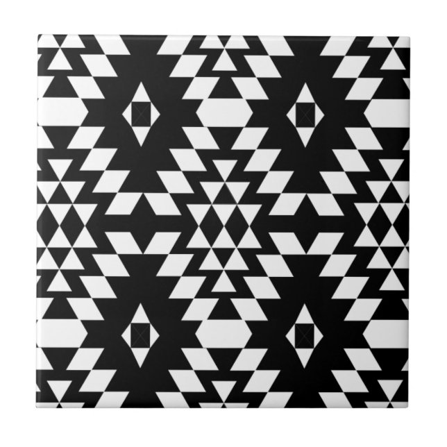 Carreau Motif aztèque noir et blanc (Devant)