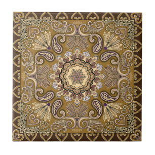 Carreau Motif beige élégant de Paisley