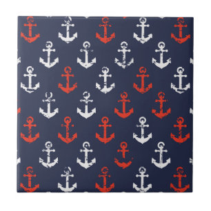 Carreau Motif blanc et bleu rouge de marine