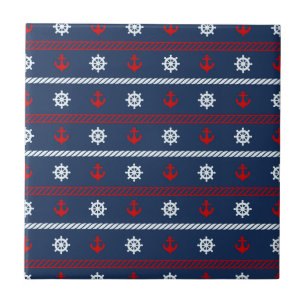 Carreau Motif blanc et bleu rouge d'océan